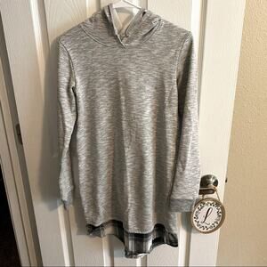 Maurices Long Terry Hoodie Sweatshirt w/ Plaid Women's Size XS Hooded Top